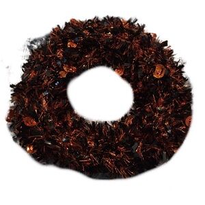 Vibrant Black and Orange Tinsel Wreath